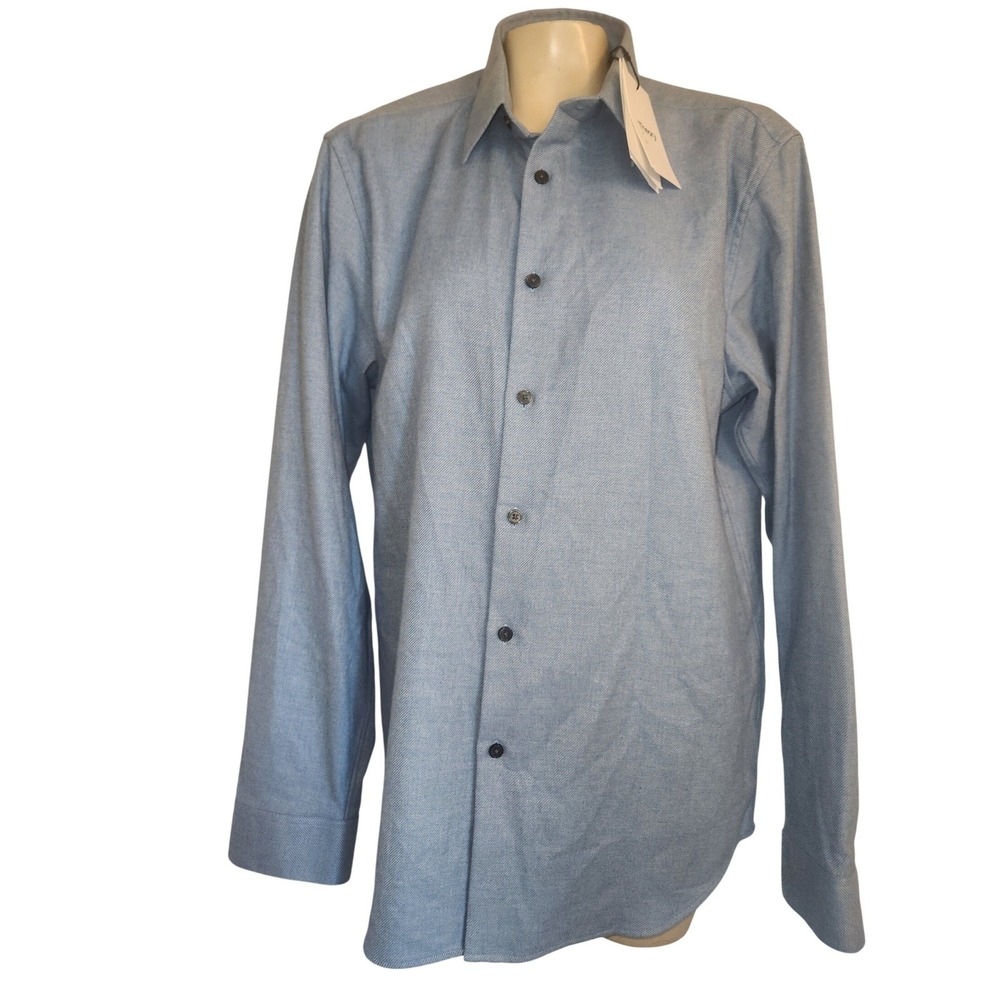 Theory Irving CO NEW Flan Twill Light Blue Cotton Flannel Shirt L Q0874508
Offic
